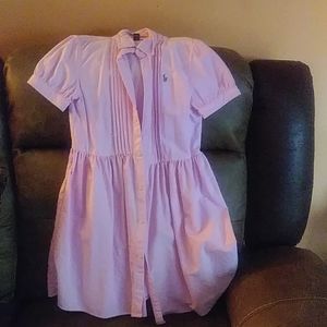 Girls Pink button down Ralph Lauren Polo dress